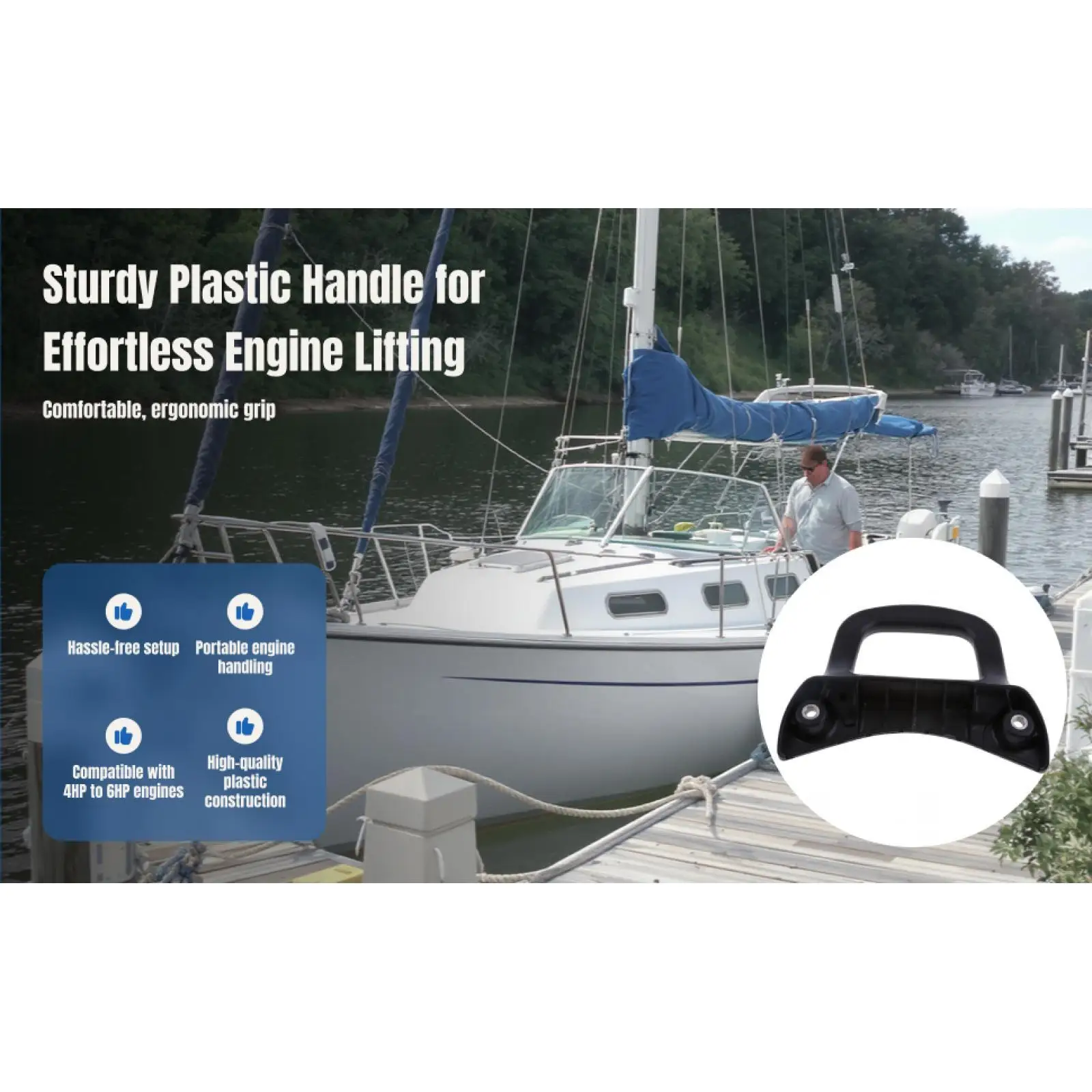 

Carrying Handle Handlebar Handle for 4/5/6 Outboard Engine,