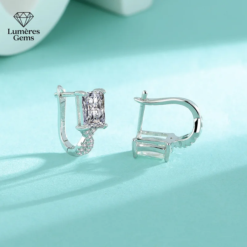 Lumière Gems Platinum 950 Pt Morganite Small Cube Stud Earrings - Sophisticated and Fashionable with Fine Micro Settings