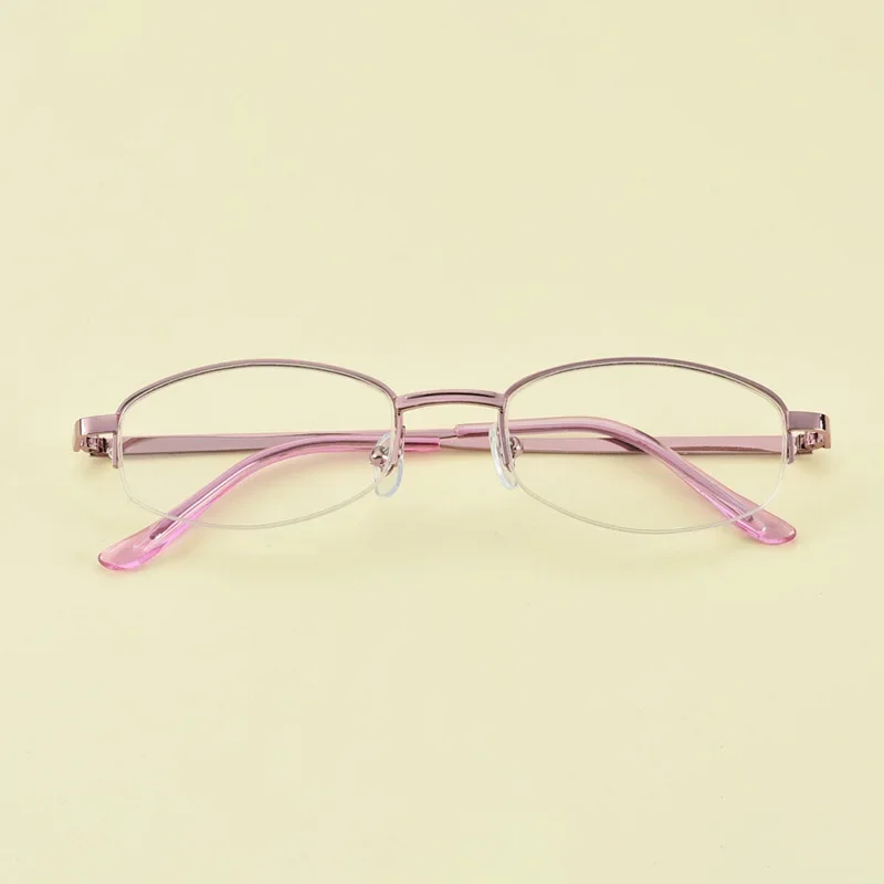 Ladies Pink Half Frame Elegant Reading Glasses Metal Mother Fashion Reading Glasses Resin Ultra Light Reading Glasses