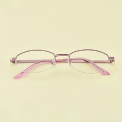 Ladies Pink Half Frame Elegant Reading Glasses Metal Mother Fashion Reading Glasses Resin Ultra Light Reading Glasses