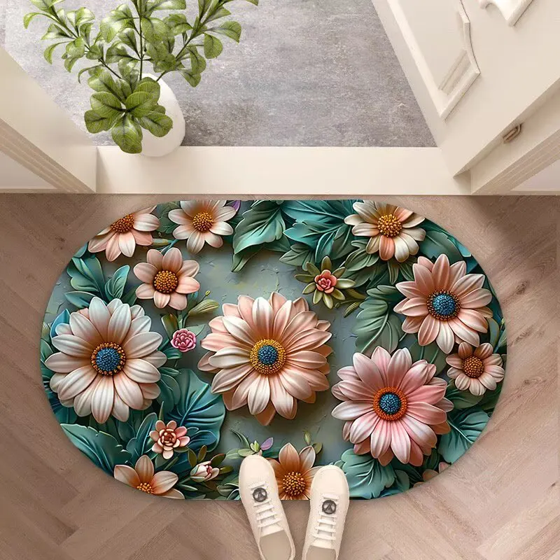 Cross-border printed diatom mud floor mat toilet bathroom non-slip absorbent mat kitchen living room door dirt-resistant mat