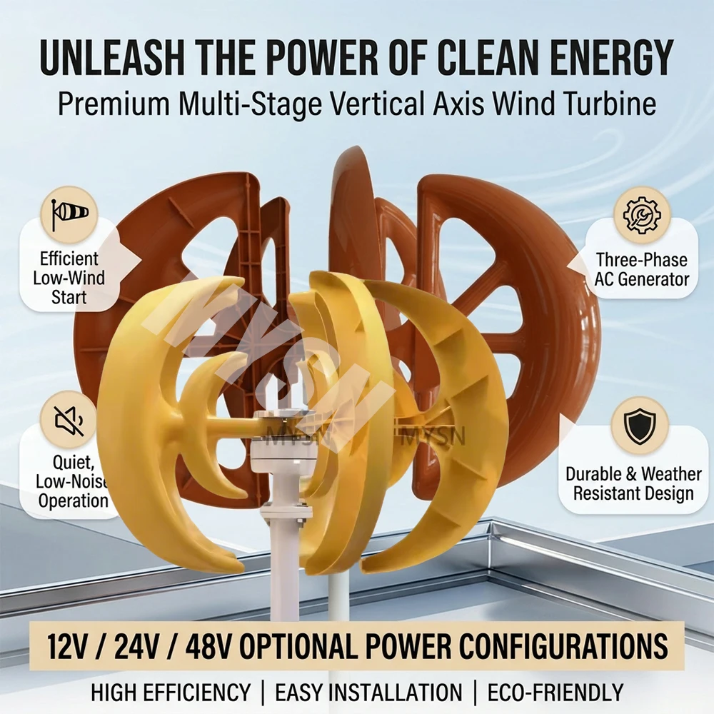 

High Power Wind Turbine Generator Wind Power Complete System Kit Output 220V For 5000W Home Appliance Electric Generator Camping
