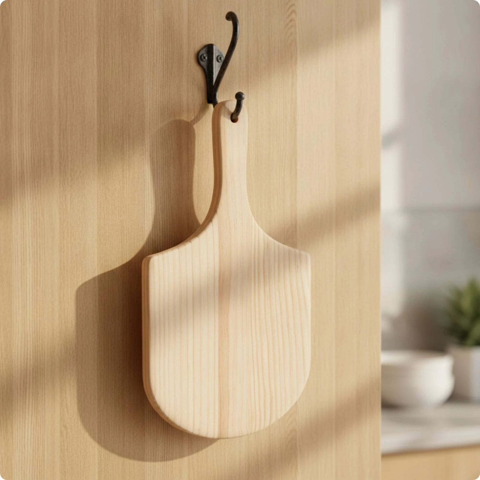 Pizza Peel with Handle and Hanging Hole Natural Wood Pizza Peel Serving Board Sturdy Lightweight for Home Bakers, Kitchen