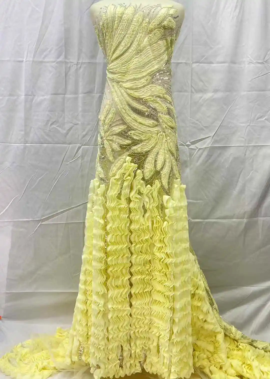 Африканская тяжелая кружевная ткань с бисером, нигерийская кружевная ткань с блестками для жениха, шитье свадебного платья, высокое качество, 5 ярдов, 2025 г.