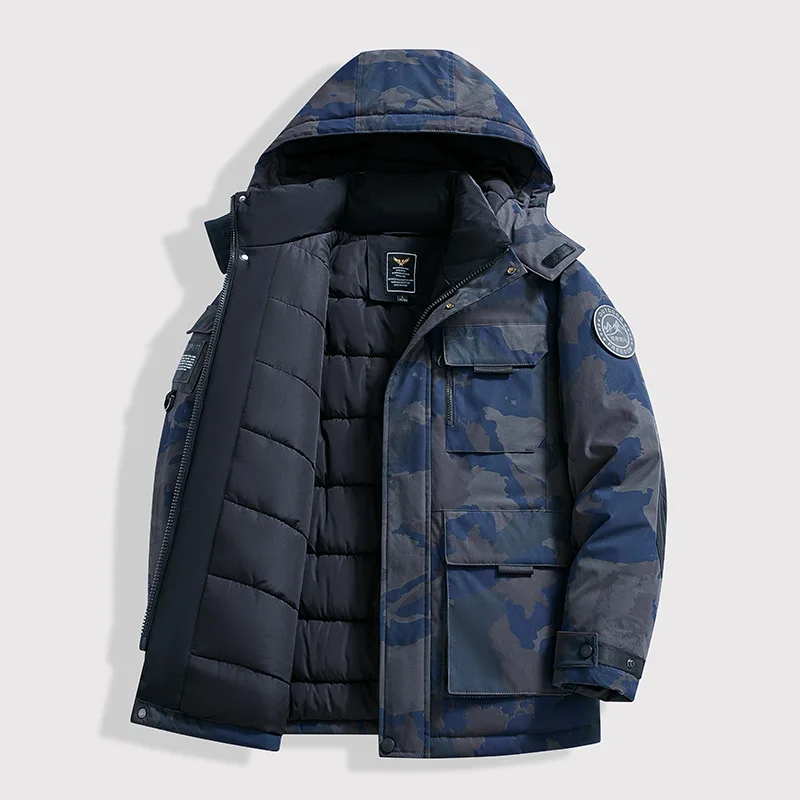

Мужская брендовая зимняя куртка 2025 года, повседневная толстая шерстяная куртка, высококачественное теплое пальто с модным капюшоном, хлопковое пальто, домашняя одежда