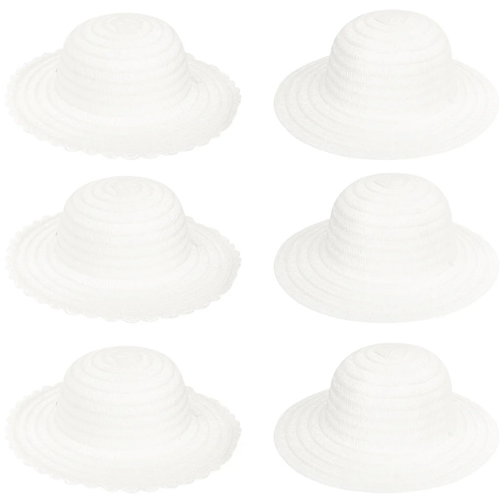 

6pcs Children Creative Straw Hats 2-8 Years Kids Blank White Paintable DIY Craft Dancing Party Accessories