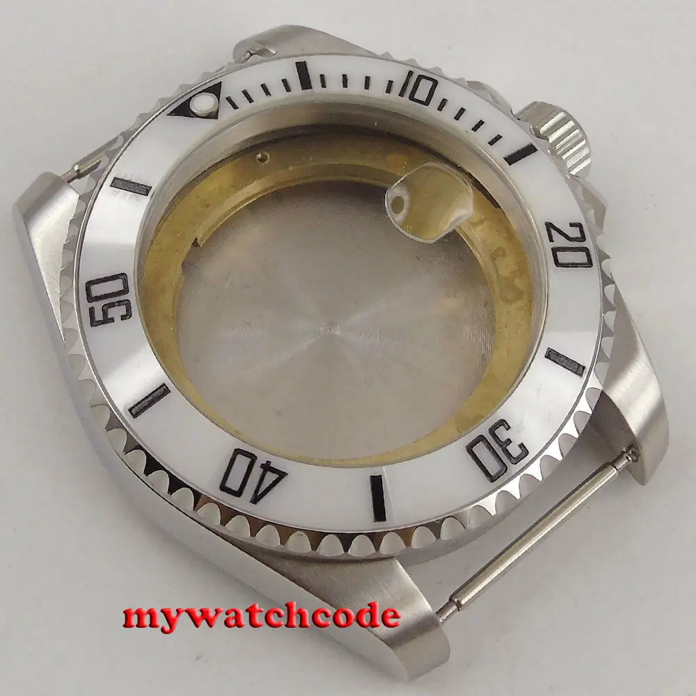 

43mm Sapphire Glass Ceramic White Bezel Watch Case Fit ETA 2824 2836 NH35 NH36 ETA2824 MOVEMENT