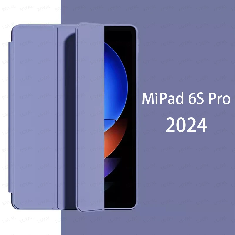 

Tablet Case for Xiaomi Pad 6S Pro 12.4 2024 PU Stand Cover Three-fold Support Soft Shell for MiPad 6S Pro 12.4