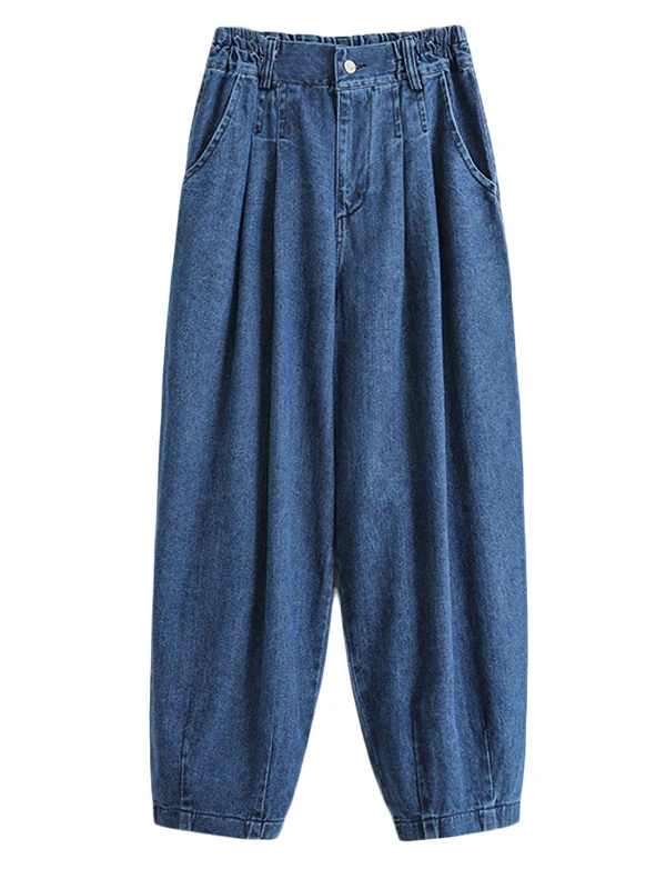 

Женские джинсы больших размеров с высокой талией и девятью очками, джинсовые брюки, осенний сезон, женские свободные брюки, средний эластичный хлопок, 00%