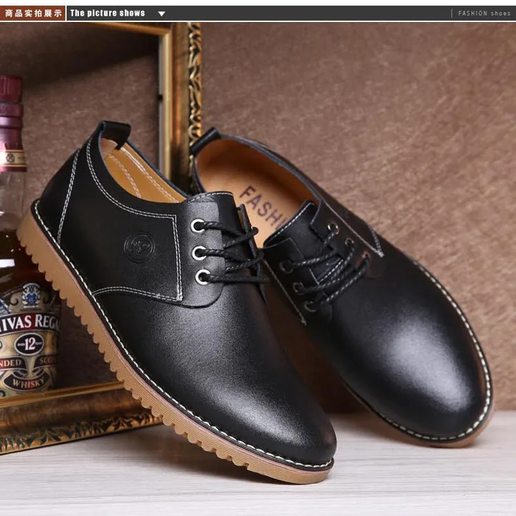 

Plus-size Casual Men's Leather Shoes Men's Sneaker with A Beef Tendon Bottom Round-toed Lace-up Men Shoes Comfortable Work Shoes