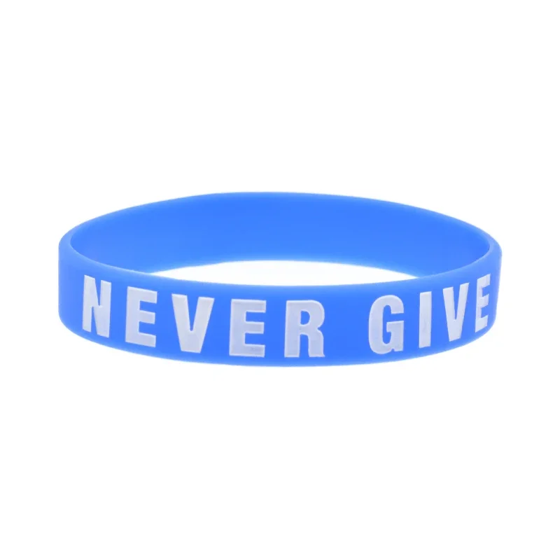 1PC/4PCS Never Give Up Silicone Rubber Wristband Sports Fitness Bracelet Unisex Adult