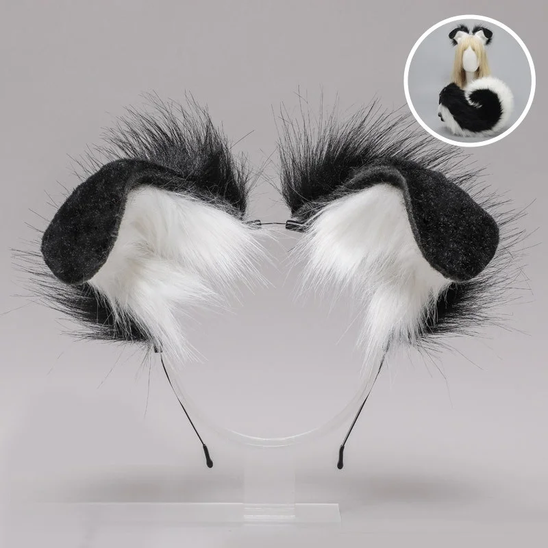 Costumes Accessories Handmade Plush Beast Ear Headdress Accessories Festival Cosplay Spotted Dog Folded Dog Ear Headband