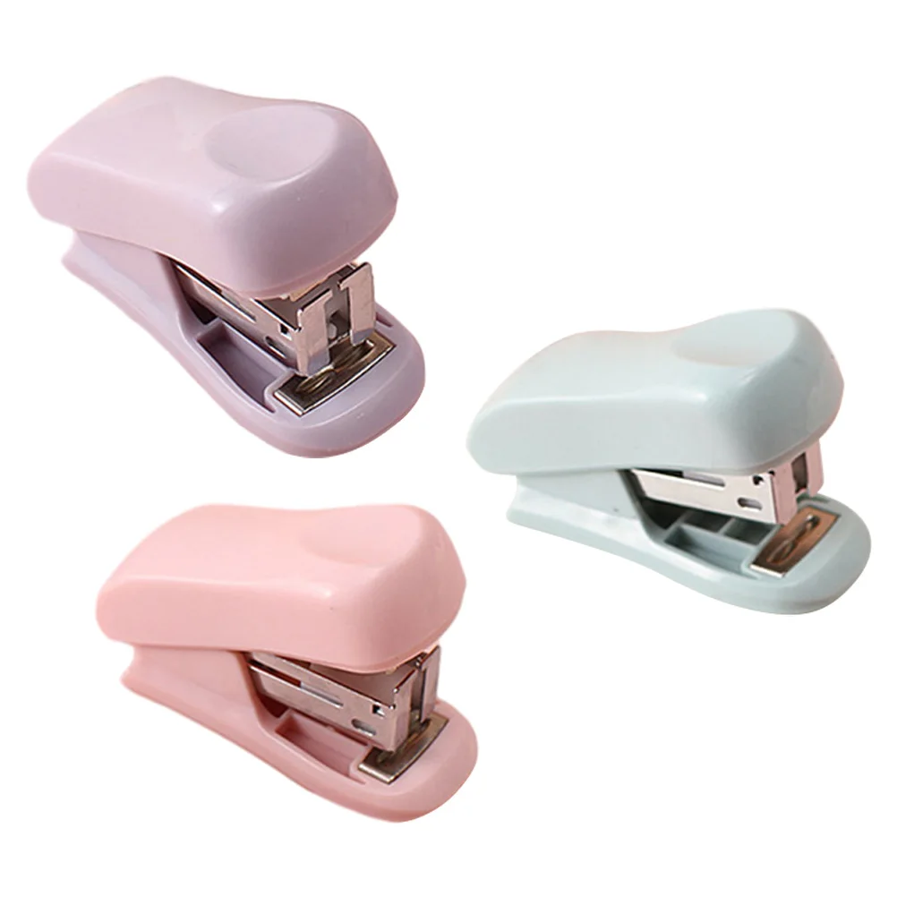 3pcs Mini Stapler Hand-held Abs Plastic Desk Office Supplies Student Stationery No Jam Small Manual