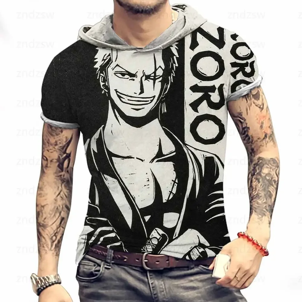 

Модная мужская футболка с капюшоном One Piece Y2k Trend Streetwear 3XL с коротким рукавом в стиле аниме 2022, новинка Essentials, футболка в стиле Харадзюку