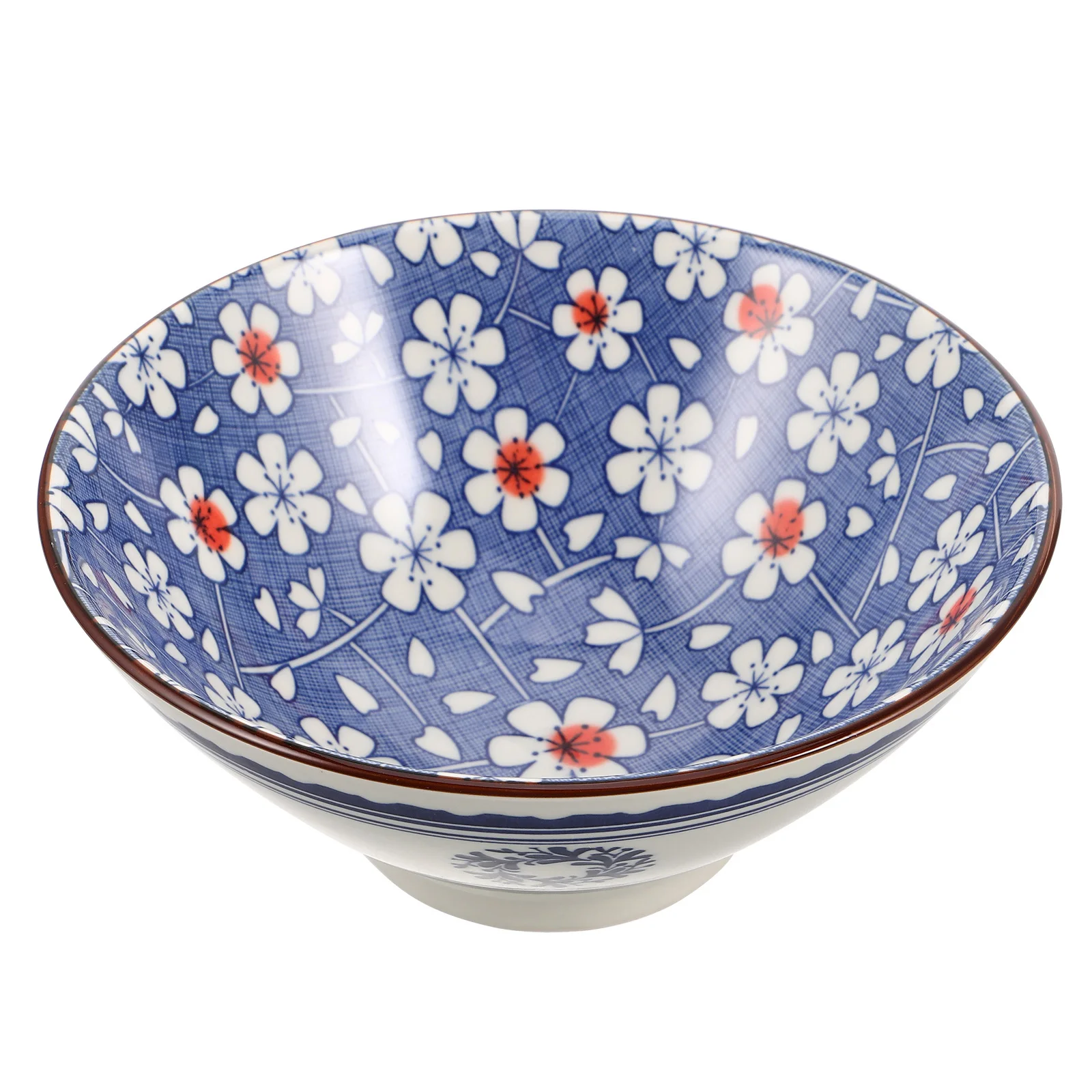 

Japanese Ceramic Ramen Bowl 7 Inch Retro Underglaze Design Large Soup Rice Bowl for Home Restaurant Mixing Serving Umbrella