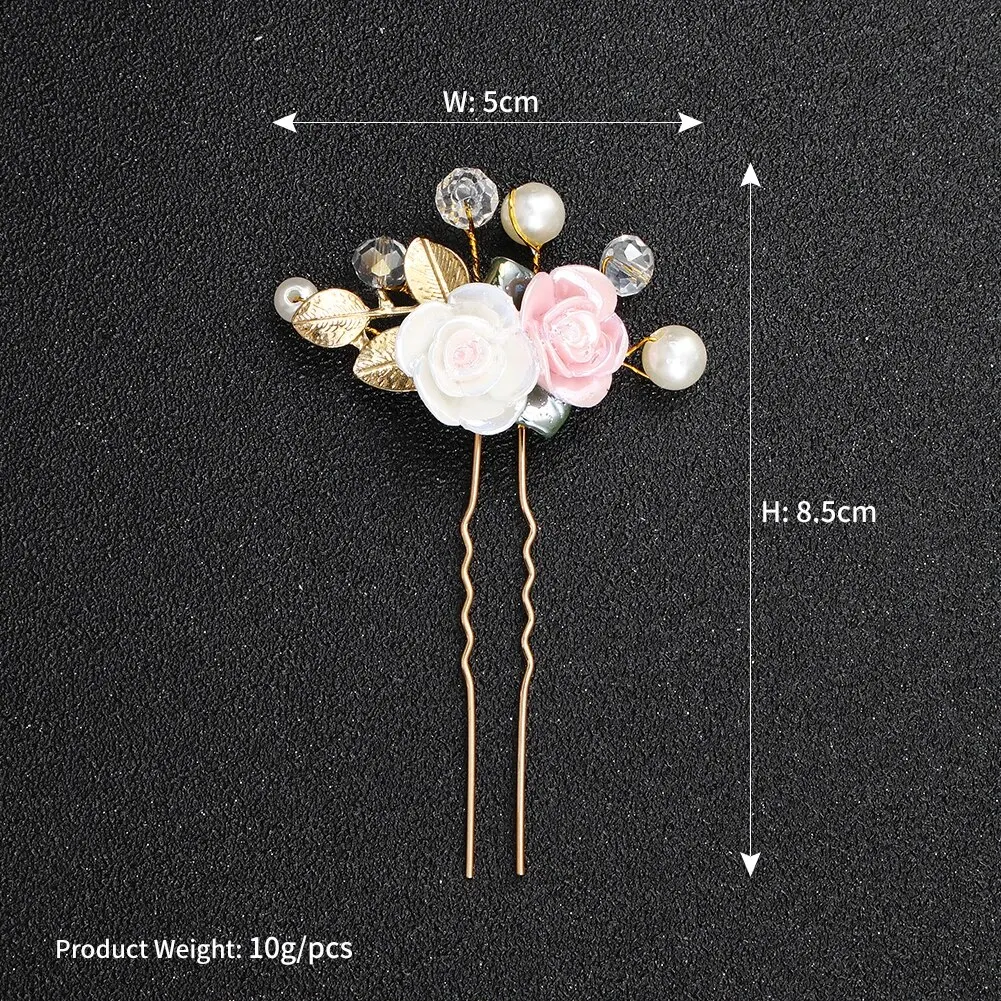 Perle U-förmige Haars pange Gabel Haarschmuck Kopf bedeckung Kopf bedeckung Geschenk Hochzeit Braut Haarschmuck Strass Haarnadeln – Detail 2