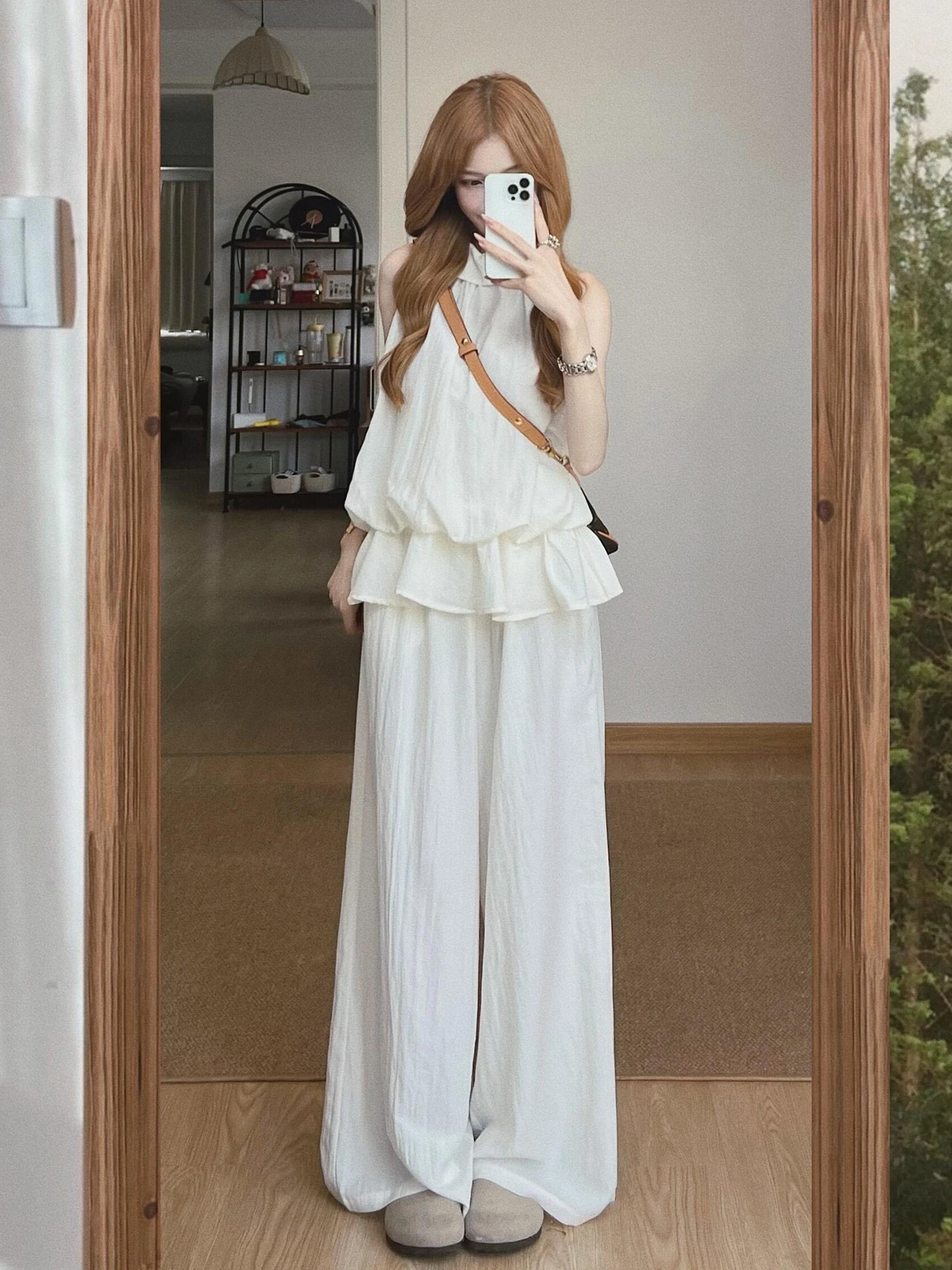 Cherry Blossom Pink Summer Outfit Women's High Waist Pants Top And Bottom Set Korean Style Beautiful Complete Set Ootd