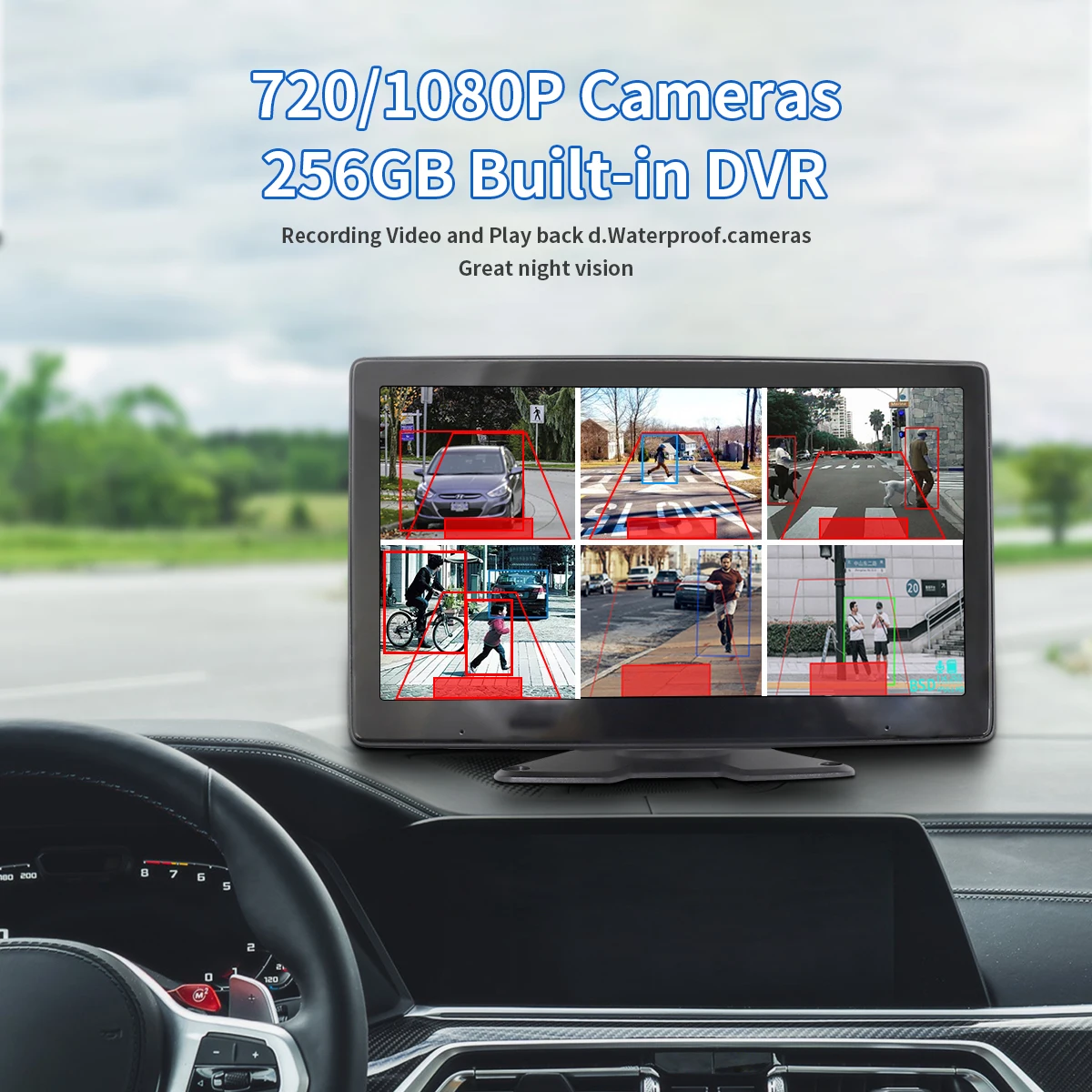 6 CH AI  IP68 Waterproof True Color Night Vision  10.1 Inch Touch Screen Car Truck DVR for Fleet Management
