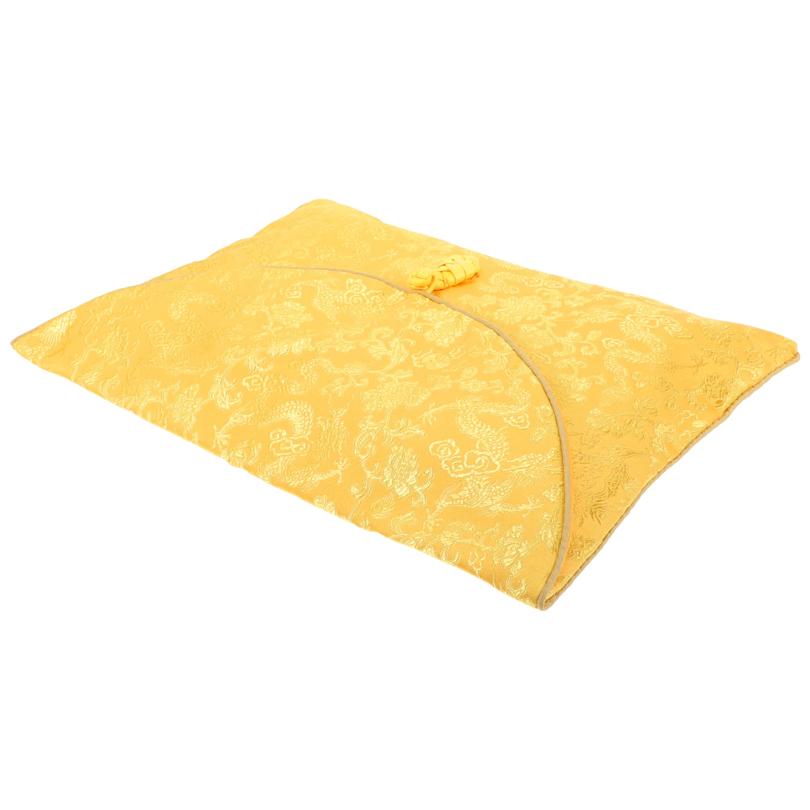 

Cotton Brocade for Files Jewelry Storage Pouch Yellow Classic Embroidery Pattern Chinese Knot Closure Document ganizer Bag Cloth
