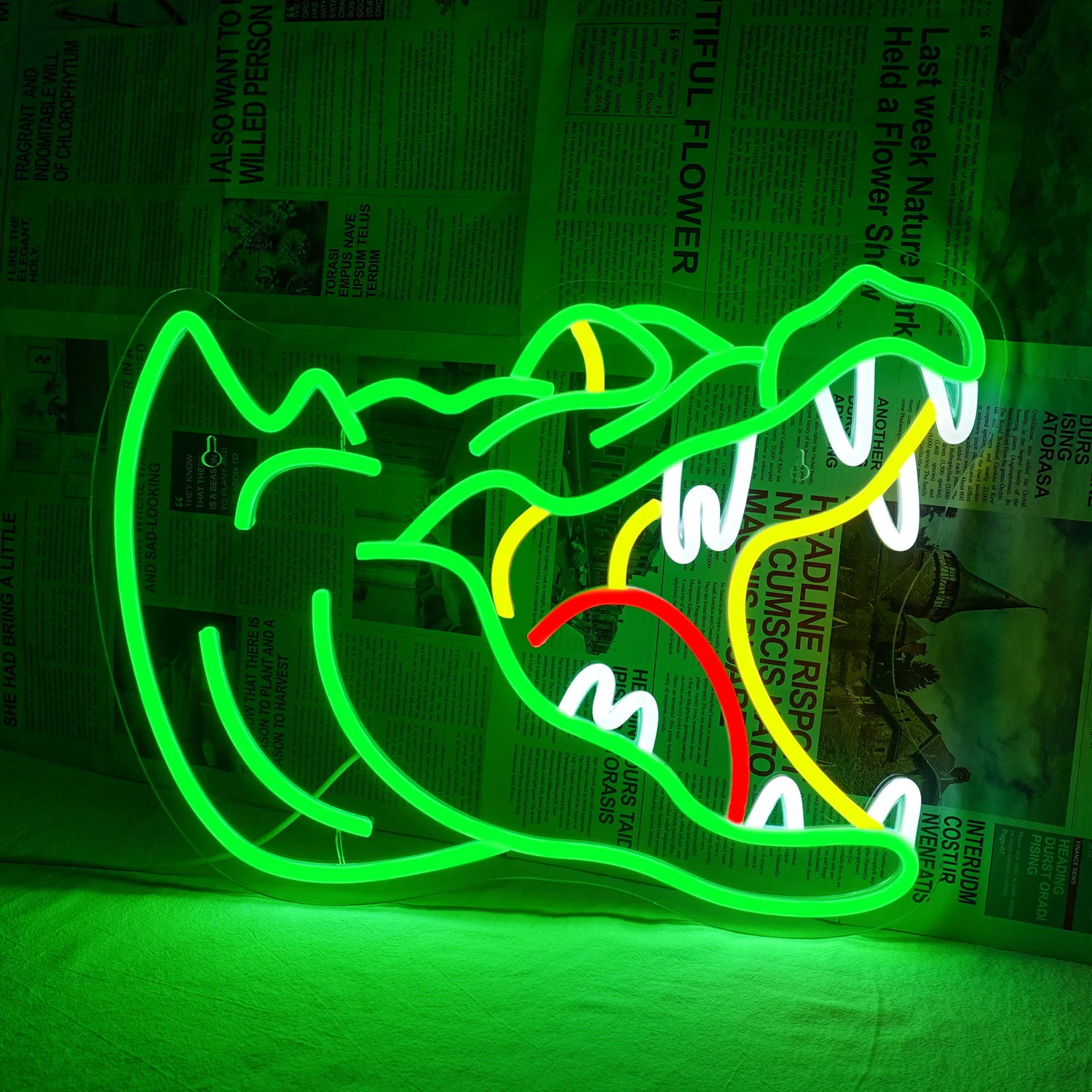 

Green Crocodile Neon Led Sign Lights Super Cool Room Decoration For Bedroom Party Bar Club Night Light Dimmable USB Wall Lamp