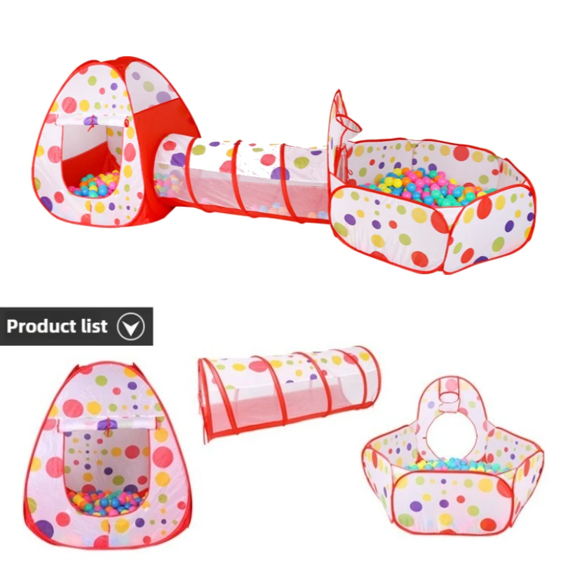 Tenda per bambini Pieghevole Baby 3In1 Parco giochi Box per bambini Palline da interno per piscina a secco con giochi tunnel in poliestere per bambini