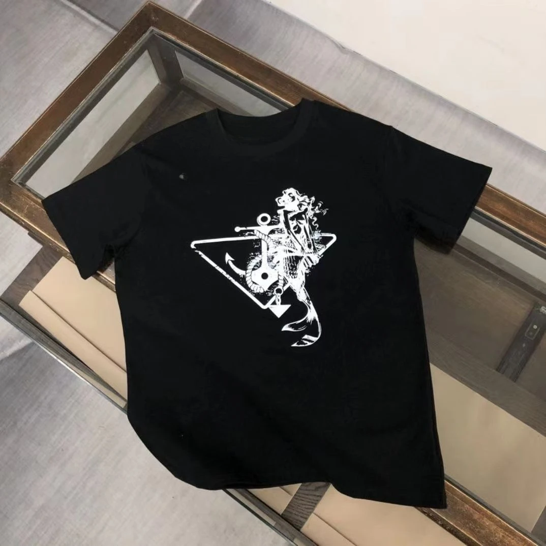 

New Summer Pure Cotton Breathable Casual Loose Fashion Printed Versatile Handsome Couple's Short Sleeved T-shirt