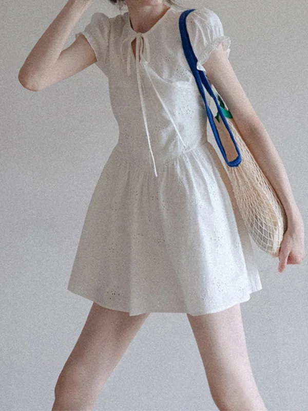 

Ele White Summer Dr Уникальный дизайн с высокой талией ort Sve Princ Sle Мягкая тканевая неэластичная юбка-трапеция