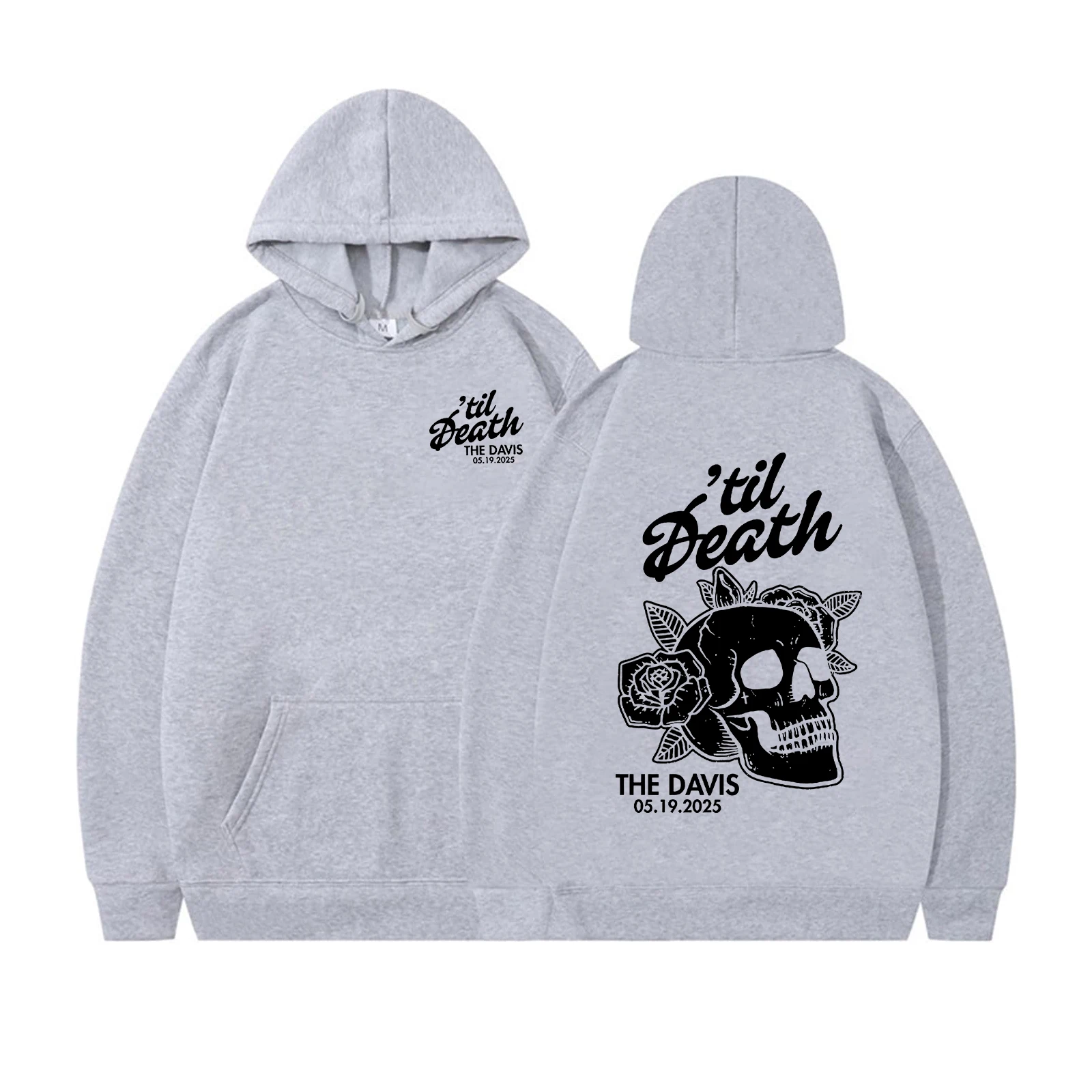 Até a morte esqueleto noiva moletom com capuz data de casamento recém-casado camisa até a morte casado casal despedida de solteira roupas de dia de casamento