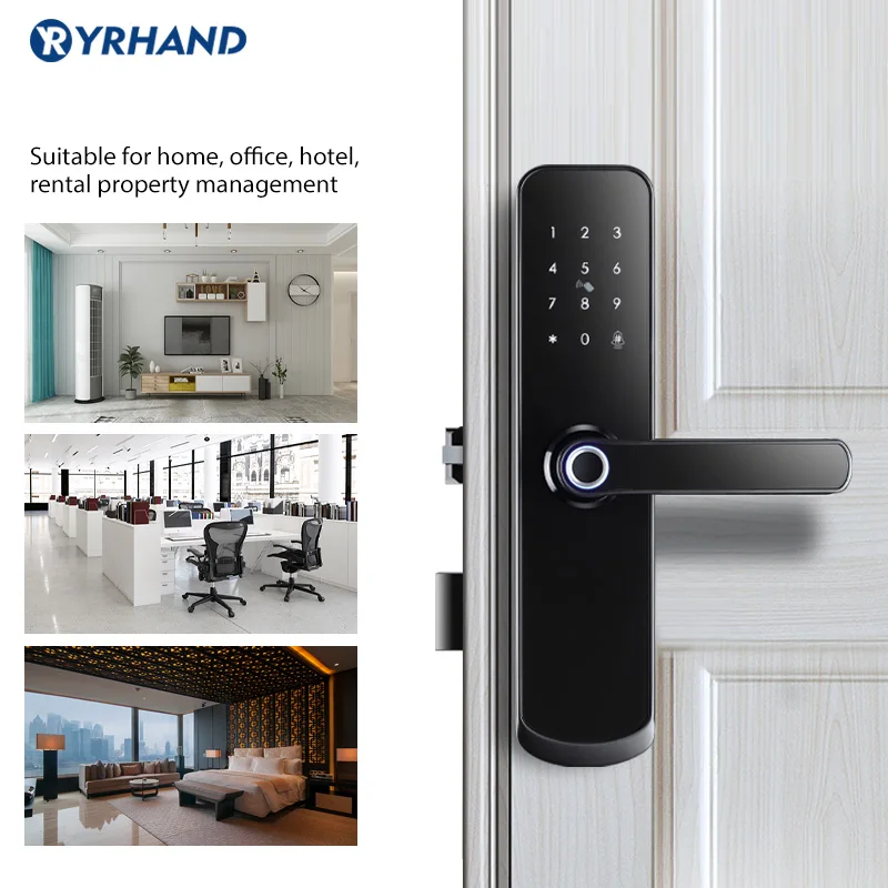 Yrhand Electronic Lock Waterproof Biometric Fingerprint Door Locks Bluetooth Digital Keypad Door Lock TTlock App Smart Lock