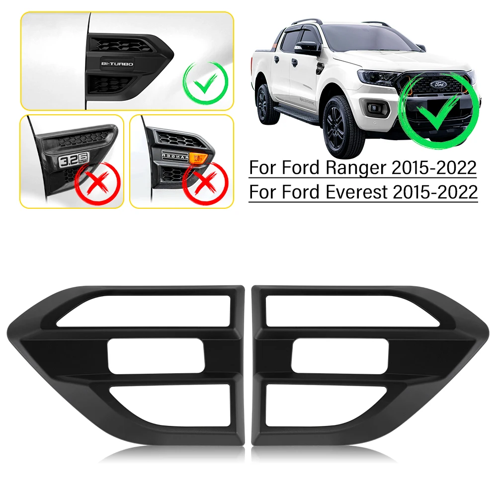 

Side Vent Air Flow Fender Genuine Side Vent Cover for Ford Ranger 2015-2022 Wildtrak Everest Matter Black Car Accessories