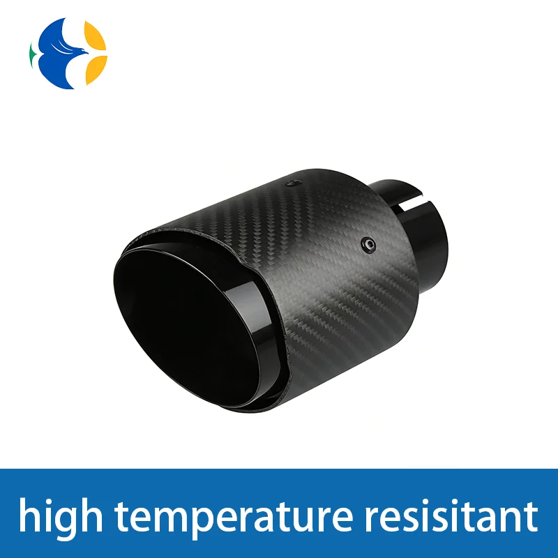 1 Pcs AK LOGO Universal Car Carbon Fibre Tail Throat Stainless Steel Black and Ash Gray Twill Matte Muffler Exhaust Nozzle Tip