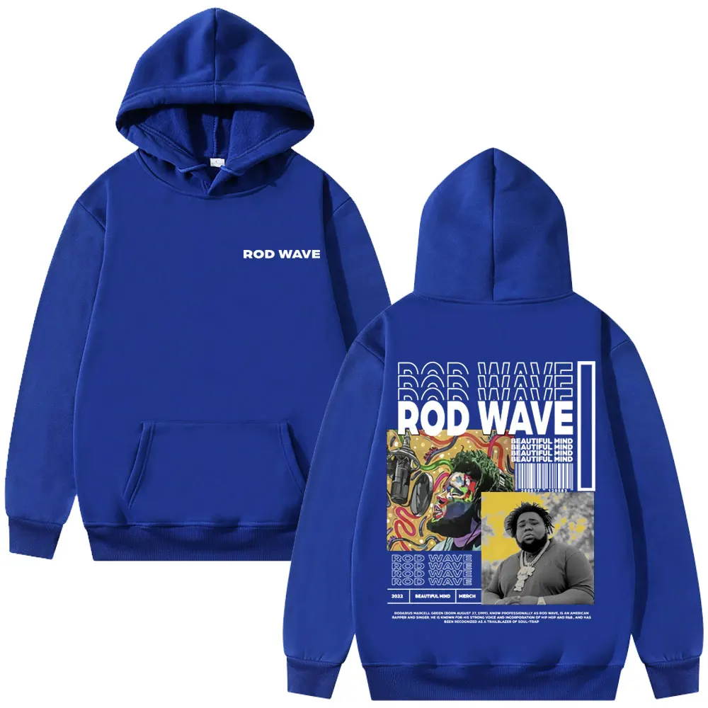 Rod Wave Beautiful Mind Album Cover Graphic Hoodies Men Women Hip Hop Vintage Rap Sweatshirt Men's Clothing Oversized Pullover