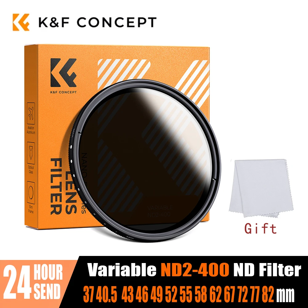 K&F Concept ND2-ND400 Variable ND Filter Neutral Density Filter 37/40.5/43/46/49/52/55/58/62/67/72/77/82mm For Camera Lens