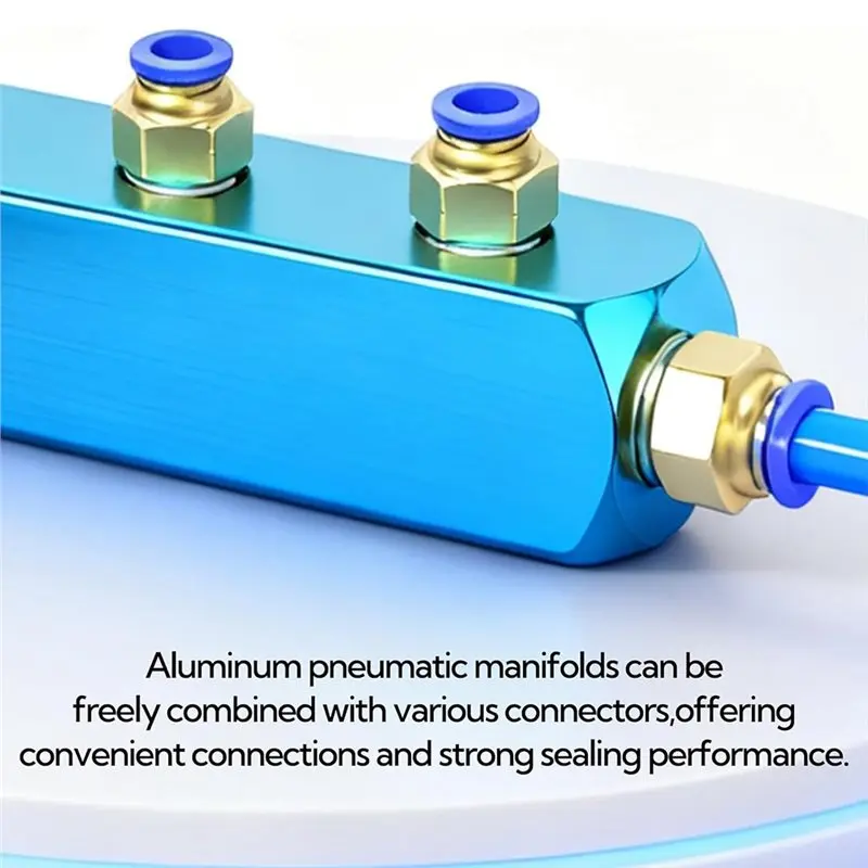 ABYO Aluminum 2-Way 5-Port Air Compressor Manifold 4Pcs With 1/4" Distribution Block Splitter