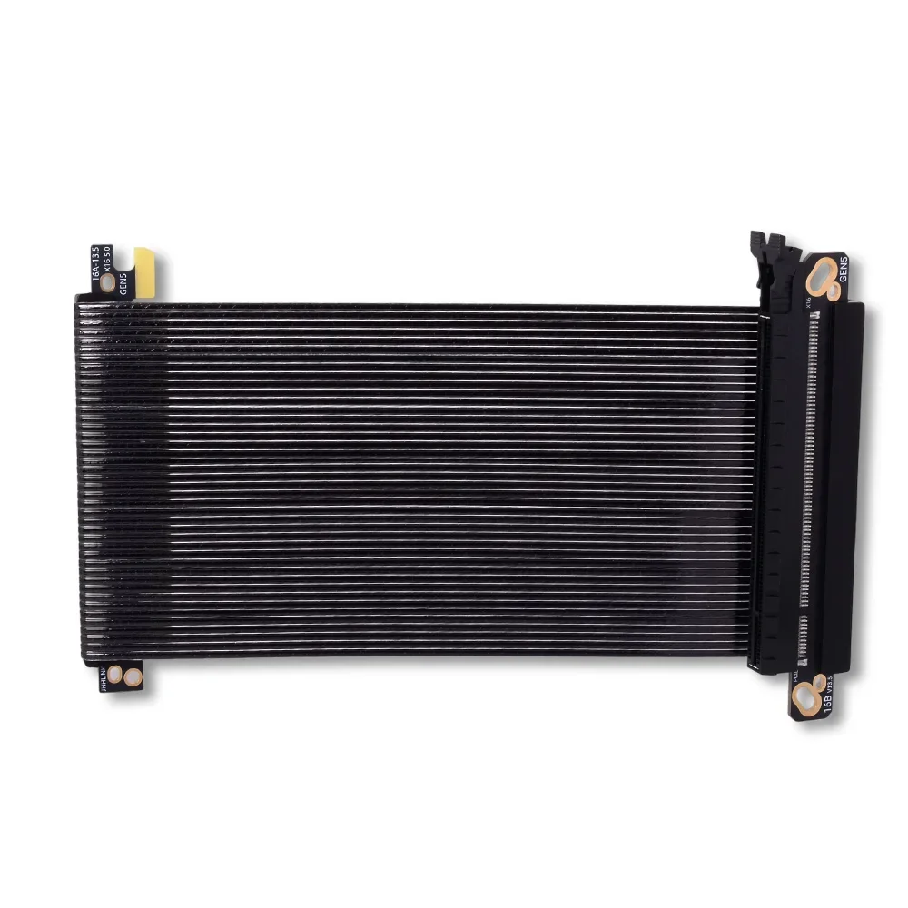 ADT-Link PCIe 5.0 X16 Gen5 GPU Riser Cable Dual Reverse 64Gbps High Speed Flat Ribbon Extension Cable for ITX Case SFF Build