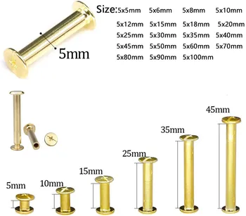 5-25 יחידות/חבילה מצופה נחושת ברגי שיקגו לחיבור ציפורניים וריבטים סנאפ ספרים ברגי תחתית אלבום תמונות