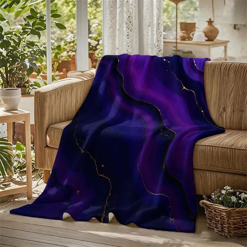 Purple Agate Vein Flannel Blanket Warm Soft Halloween Christmas Decorative Couch Warm Cozy All-Season Gift