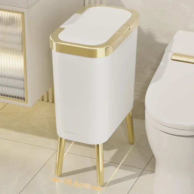 

Standing Trash Can 15L Large Capacity Bin Bathroom Wastebasket Toilet Garbage Office Trash Can with Lid Multi-Functional