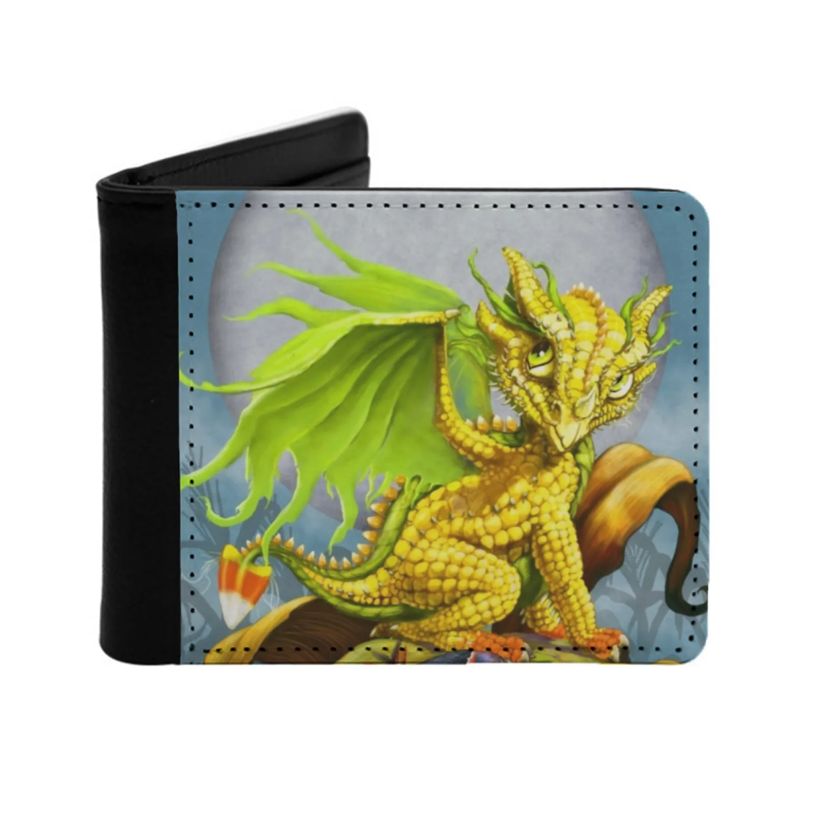 

Corn Dragon Personalized Wallet For Men And Women Pu Leather Short Pocket Purse Dragon Corn Yellow Personalized Print Vintage