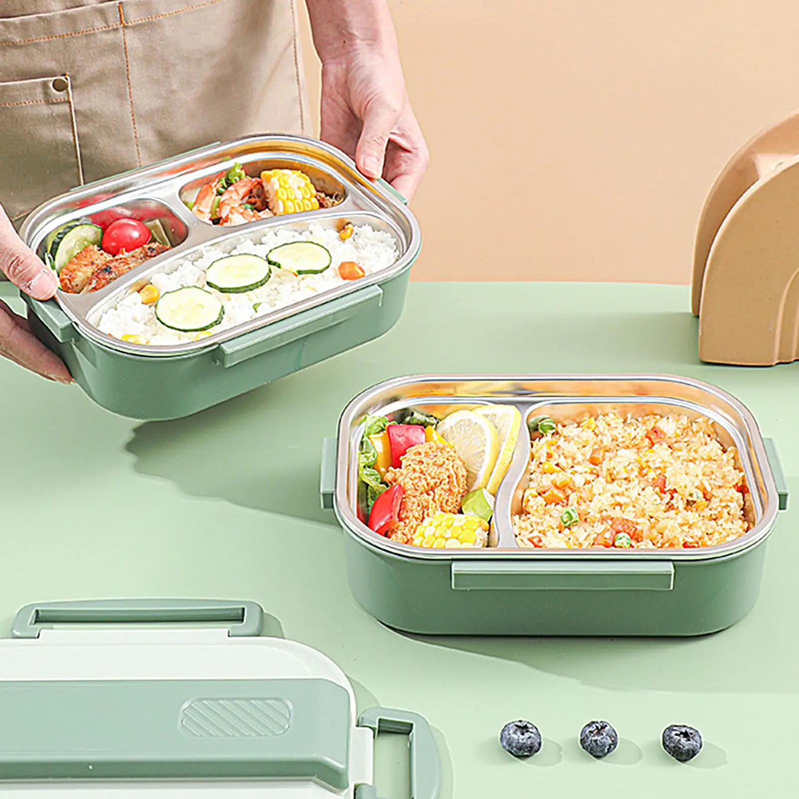 

Insulated Lunch Box For Kids Leakproof 3-Compartment Kids Lunch Box Kitchen Dining Supplies For Sports Summer Picnic Sea Outdoor