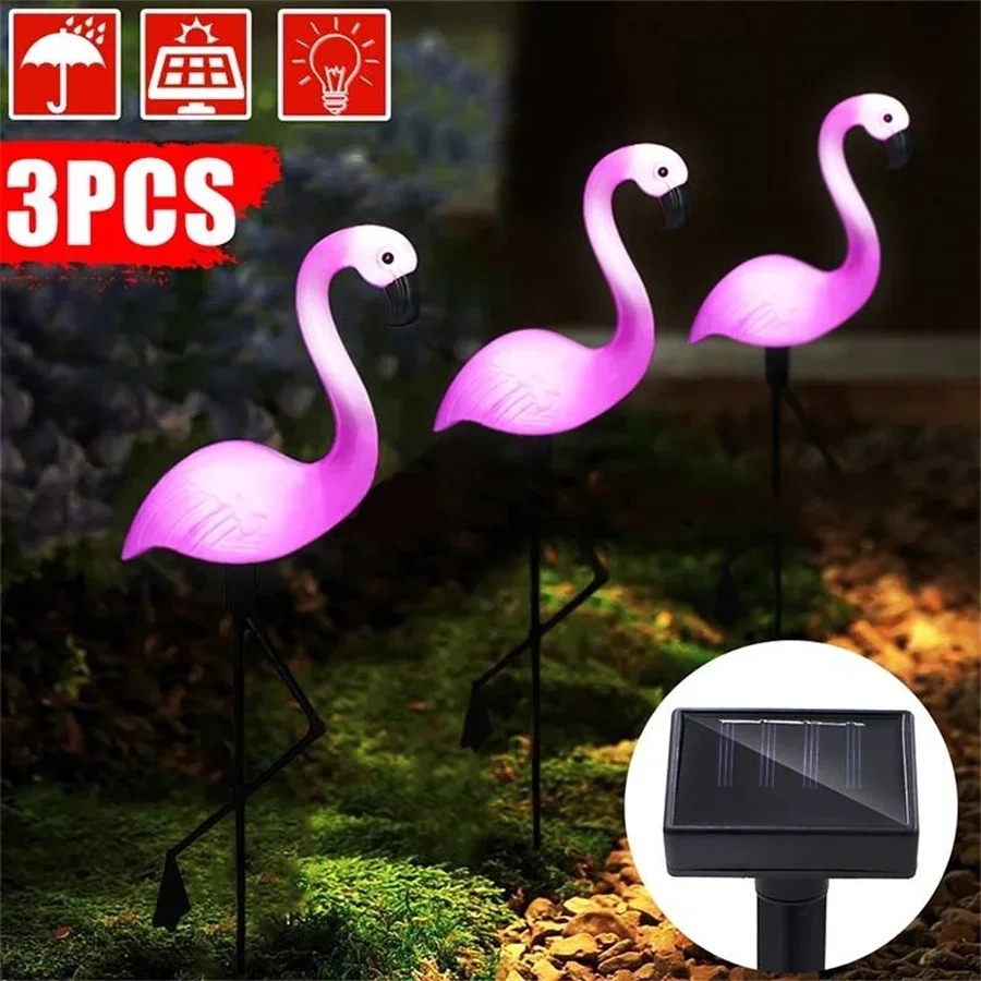 

Outdoor Solar Flamingo Patio Lights Waterproof 3pack Led Christmas Garden Lights Solar Powered Landscape Yard Pathway Lawn Lamps