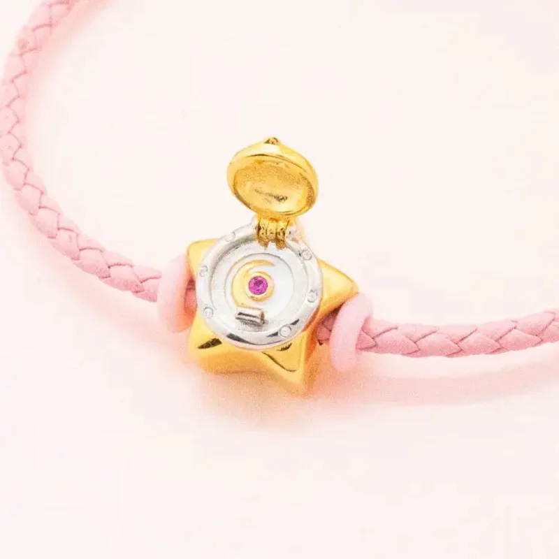 925 Sterling Silver Anime Sailor Moon Openable Pentagram Star Locket Pocket Watch Shape Charm Bead For Pandora Bracelet Jewelry