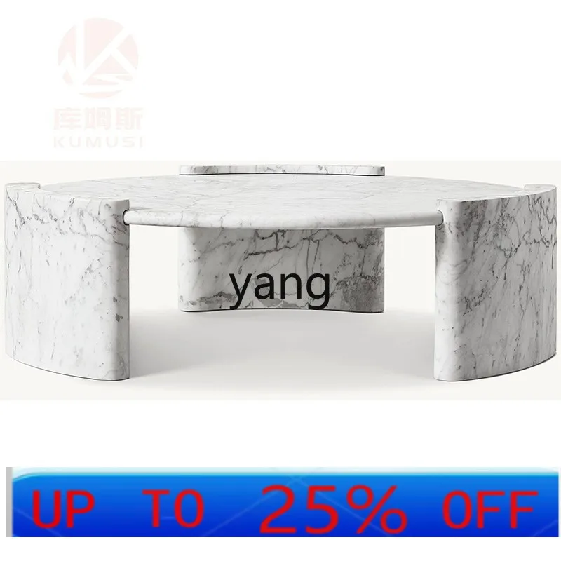 

Журнальный столик LTT в стиле лайт-люкс, круглый, для гостиной, из камня, низкий, многофункциональный