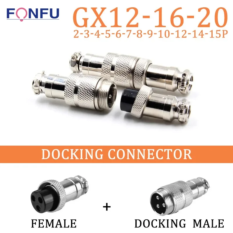 

5/10/100Set GX12 GX16 GX20 Aviation Plug Socket butt 2/3/4/5/6/7/8/9/10/12/14/15 Pin Male Female Docking Panel Connector