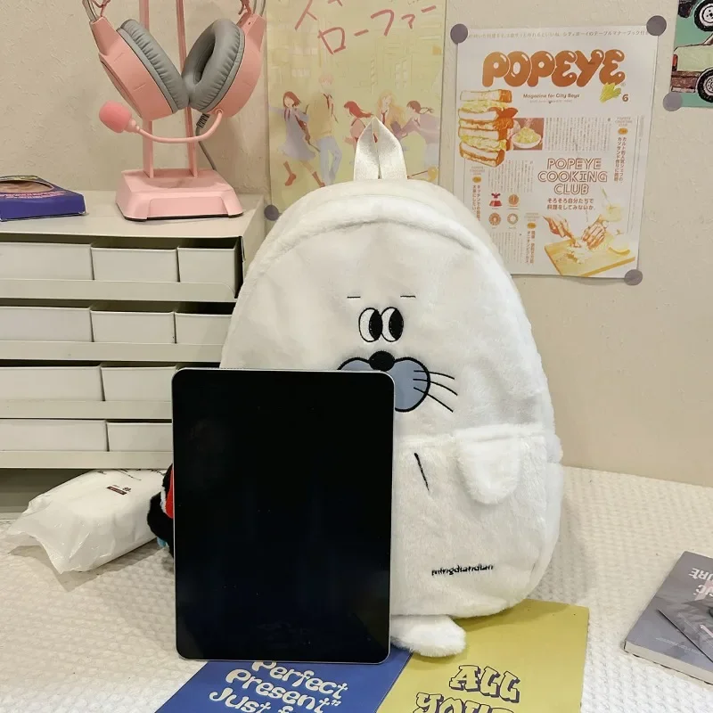 Tierischer Cartoon-Pinguin-Plüschrucksack Kawaii Hai-Siegel-Weiche Flauschige Schultasche für Teenager Tägliche Reise-Schultertasche Geschenk – Detail 4