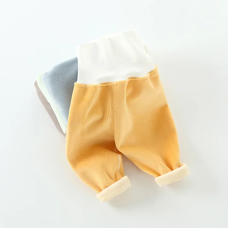 Baby Pants For Girls Boys High Waist Toddler Infant Bottoming Trousers Velvet Warm 2022 Autumn Winter Solid Kids Clothing