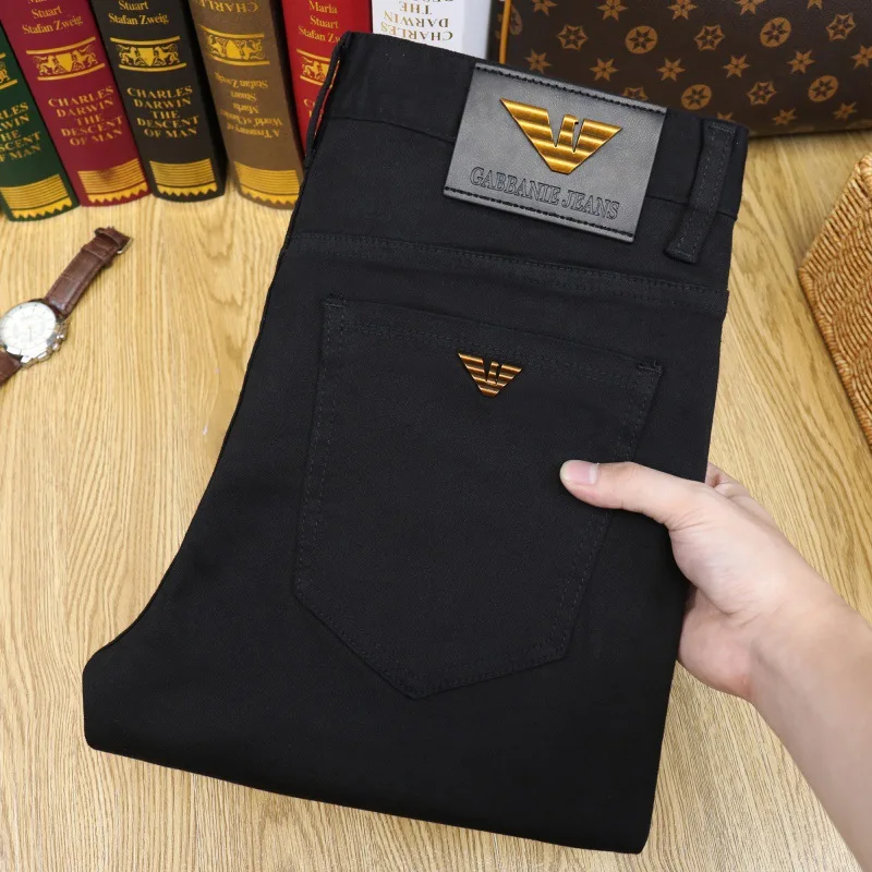 

Black Jeans Men's Fashionable Simple Casual Slim Fit Elastic Trend Business Street All-Match High-End Affordable Luxury Trousers