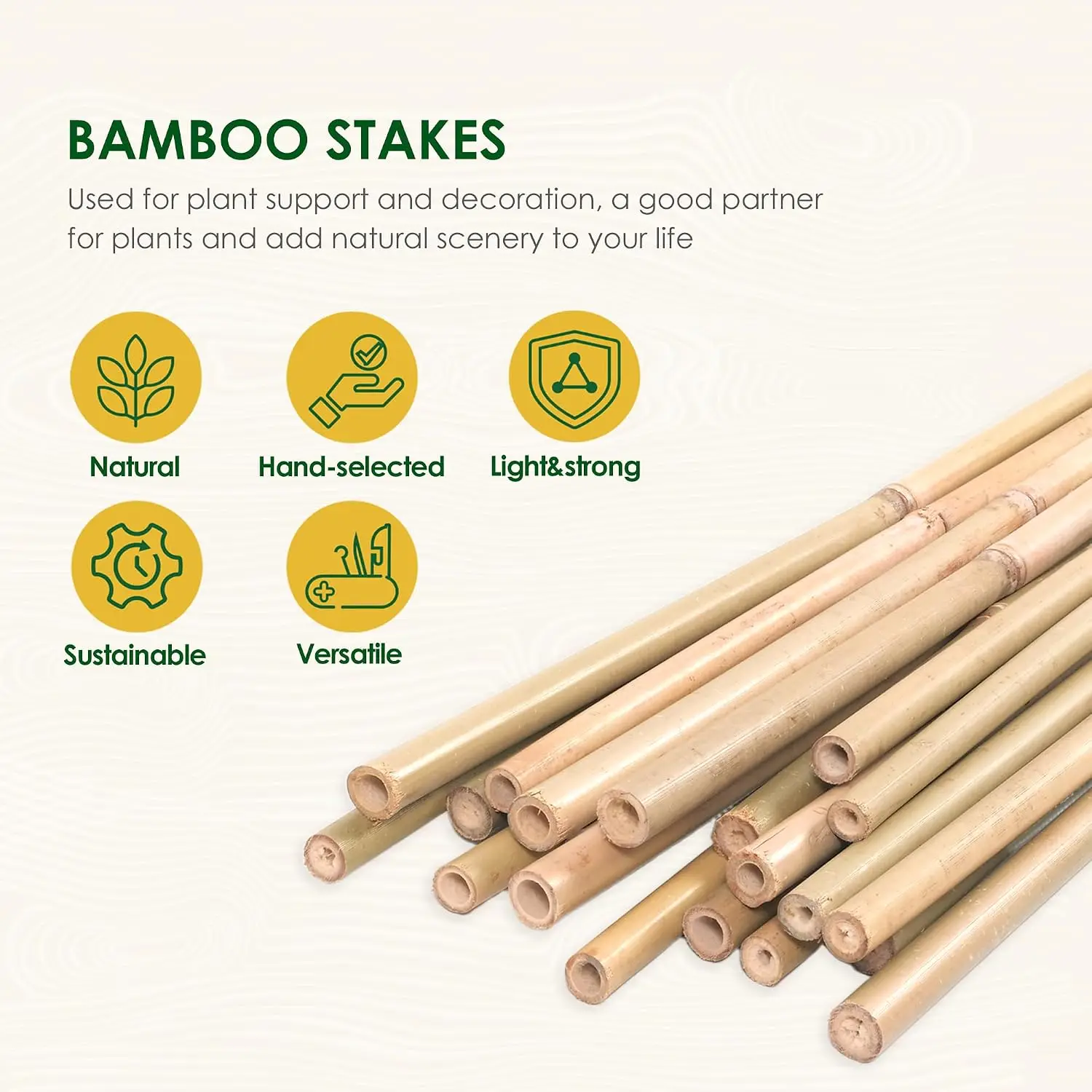 Bamboo Stakes 6 Feet, 50 Pack Garden Stakes for Tall Plants