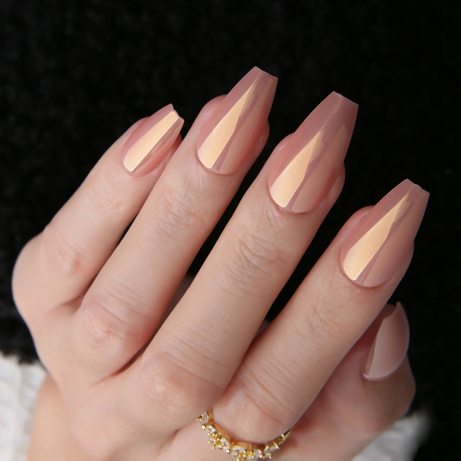 عارية التألق الأظافر مانيكير متوسطة Coffin الصحافة على الأظافر إعادة استخدام لامع الكروم وهمية الأظافر الباليه هلام الصلبة الاكريليك مسمار الفن نصائح #3