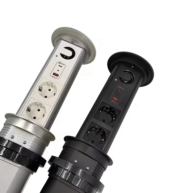 

Electric lift desktop EU socket Bluetooth speaker top wireless charger USB type C multifunction power strip